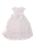 Rain Kids Little Girls White Cap Sleeve Floral Sequined Baptism Dress 2-6 - SophiasStyle.com